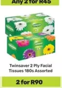 Twinsaver - 2 Ply Facial Tissues 180s Assorted