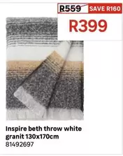 Inspire - Beth Throw White Granit 130x170cm