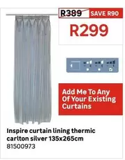 Inspire - Curtain Lining Thermic Carlton Silver 135x265cm