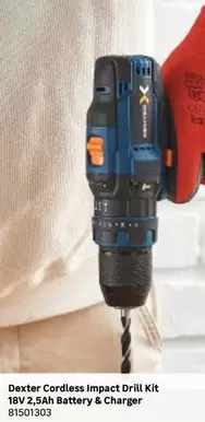 Dexter - Cordless Impact Drill Kit 18V 2,5 Ah Battery & Charger