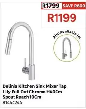 Delinia - Kitchen Sink Mixer Tap Lily Pull Out Chrome H40Cm Spout Reach 10Cm