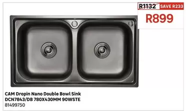 CAM - Dropin Nano Double Bowl Sink DCN7843/DB 780X430MM 90WSTE