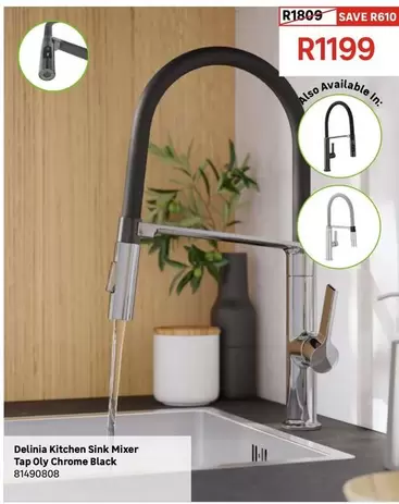 Delinia - Kitchen Sink Mixer Tap Oly Chrome Black