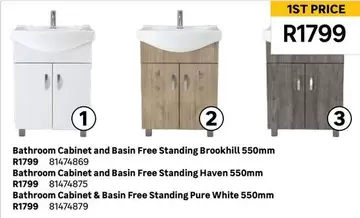 Bathroom Cabinet And Basin Free Standing Breekhill 550Mm