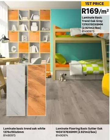 Laminate Basic Trend Oak White 1376 X 193 X 6 Mm