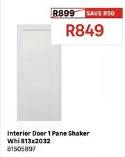 Interior Door 1 Pane Shaker Whi 813x2032