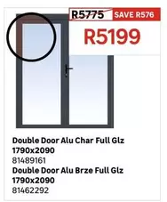 Double Door Alu Char Full Glz 1790x2090