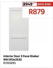 Interior Door 2 Pane Shaker Whi 813x2032