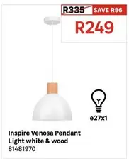 Inspire Venosa Pendant Light White & Wood