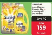Sunlight - Auto Washing Powder 3 kg or Auto Liquid 2 L