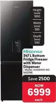Hisense - 347 L Bottom Fridge/Freezer with Water Dispenser H450BMIB-WD (462798)