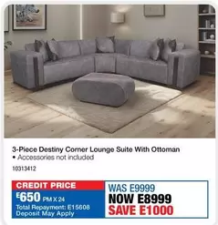 Total - 3-Piece Destiny Corner Lounge Suite With Ottoman