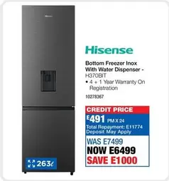 Hisense - Bottom Freezer Inox With Water Dispenser - H370BIT