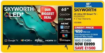 Skyworth - 65" 4K Ultra HD Smart TV - 65Q6600H