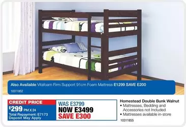 Vitafoam - Homestead Double Bunk Walnut
