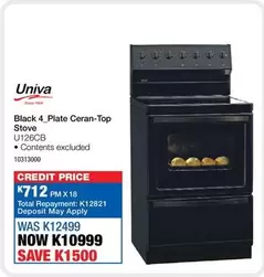 Univa - Black 4_Plate Ceran-Top Stove U126CB