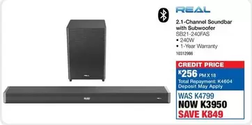 Total - 2.1-Channel Soundbar with Subwoofer SB21-240FAS