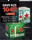 Heineken - Original/Silver Pure Malt Lager Beer Cans