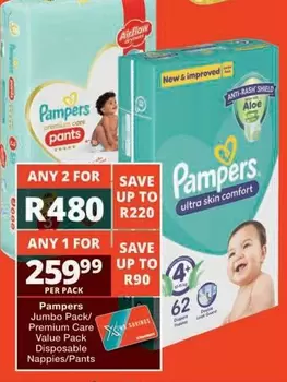 Pampers -  Jumbo Pack/Premium Care Disposable Nappies/Pants