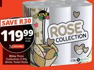 Dinu - Rose Collection 2-Ply White Toilet Rolls