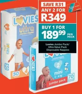 Lovies - Jumbo Pack/Ultra Value Pack Disposable Nappies