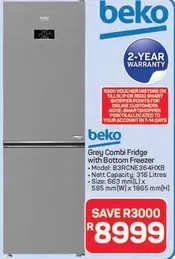 Grey Combi Fridge with Bottom Freezer B3RCNE364HXB