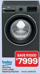 9kg Grey Front Loader Washing Machine - Model: BAW208
