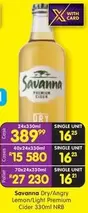 Savanna - Dry/Angry Lemon/Light Premium Cider 330ml NRB