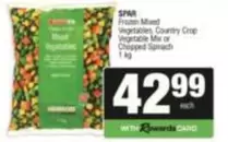 Spar - Frozen Mixed Vegetables, Country Crop Vegetable Mix or Chopped Spinach