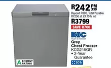 KIC - Grey Chest Freezer KCG215GR