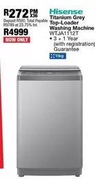 Hisense - Titanium Grey Top-Loader Washing Machine WTJA1112T