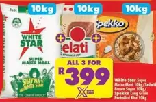 Spekko - Super Maize Meal, Salati Brown Sugar,  Long Grain Parboiled Rice