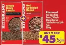 Ritebrand - Red Speckled Beans/Whole Black Lentils/Brown Lentils/Green Split Peas