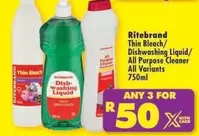 Ritebrand - Thin Bleach/Dishwashing Liquid/All Purpose Cleaner