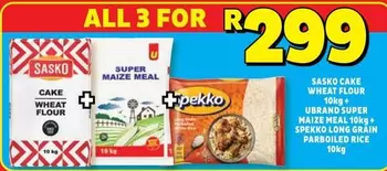 SASKO - Sasko Cake Wheat Flour, Ubrand Super Maize Meal, Spekko Long Grain Parboiled Rice