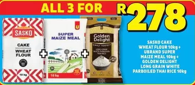 SASKO - Cake Wheat Flour + Super Maize Meal + Long Grain White Parboiled Thai Rice