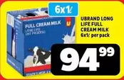 FULL CREAM MILK LONG LIFE UHT PROCESS