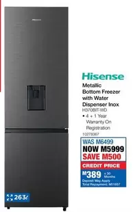 Hisense - Metallic Bottom Freezer with Water Dispenser Inox H370BIT-WD