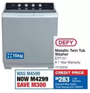 Defy - Metallic Twin Tub Washer DTT151