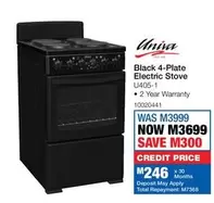 Univa - Black 4-Plate Electric Stove U405-1