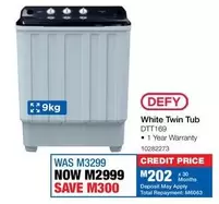 Defy - White Twin Tub DTT169