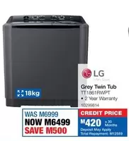 LG - Grey Twin Tub TT1861RWPT