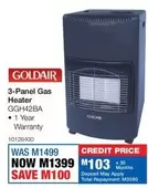 Goldair - 3-Panel Gas Heater GGH42BA