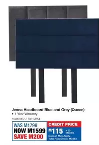 Total - Jenna Headboard Blue and Grey (Queen)