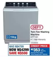 Defy - Twin-Tub Washing Machine DTT151