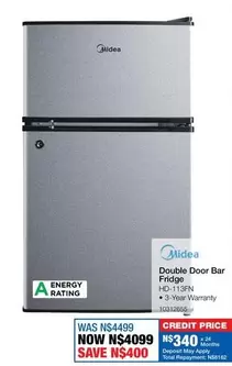 Total - Double Door Bar Fridge HD-113FN