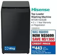 Hisense - Top Loader Washing Machine WT3K1423UB