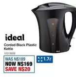 Ideal - Corded Black Plastic Kettle 10313609