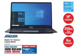 Mecer - Mylife 14" Celeron Laptop Black