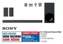 Sony - 5.1 Channel Sound Bar HT-S20R